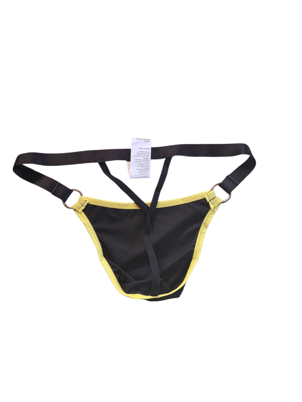 New Men's Black & Yellow Trim Thong Size L - Picture 3 of 3